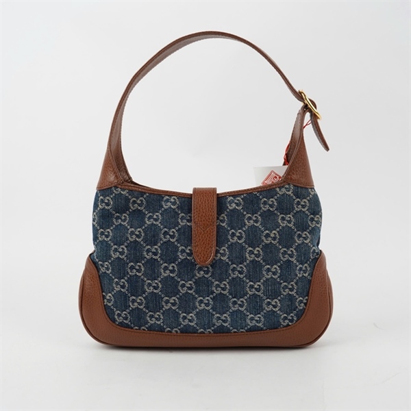 Túi GG Jackie 1961 xanh viền nâu (636706-520981) sz26 (BQ) KG+