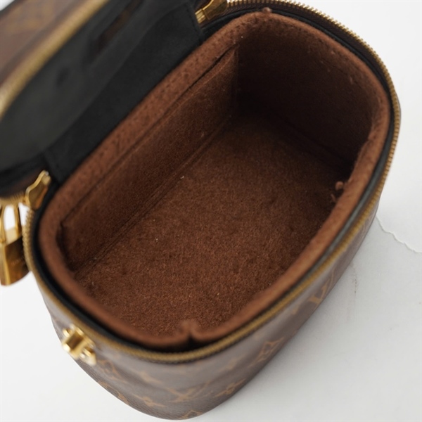 Túi LV Vanity hoa nâu kèm lót form có ổ khóa sz18 (BQ) KG+