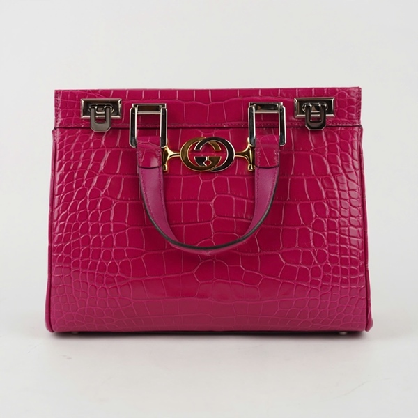 Túi GG Zumi hồng da cá sấu (569712-001998) sz27 (BQ) KG+