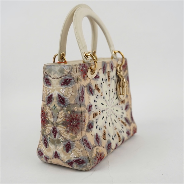 Túi Dior Lady trắng họa tiết đính cườm (04-MA-0129) szM (BQ) KG+