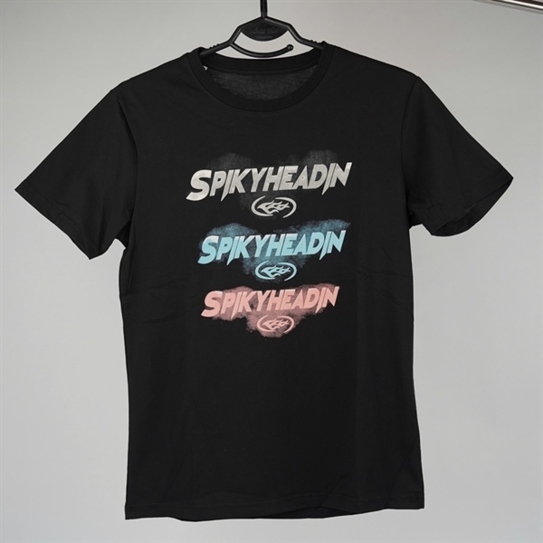 Áo thun đen in chữ Spikyheadin 2XL KG+