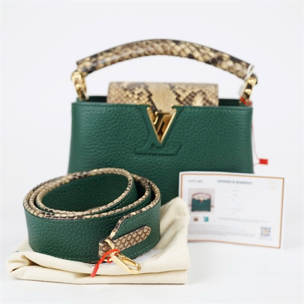 Túi LV Capu xanh quai da trăn sz20 (LTB) KG+