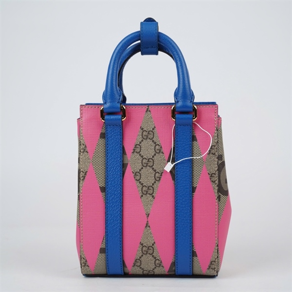 Túi GG Handle xám phối hồng (696010-520981) sz16 (LTB) KG+