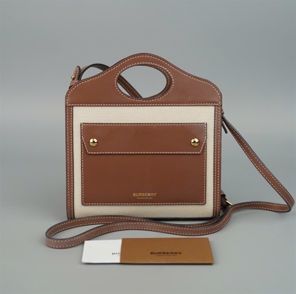 Túi BBR Pocket trắng phối nâu sz17 KG+