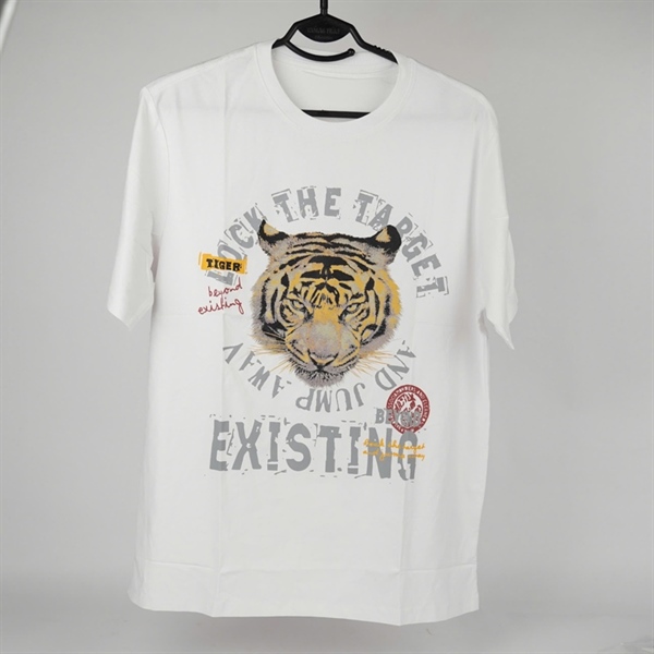 Áo thun trắng in mặt hổ 2XL KG+