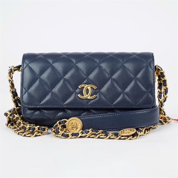 Túi Chanel xanh đậm quai đính charm (T1NLU1N0) sz17 (LTB) KG+