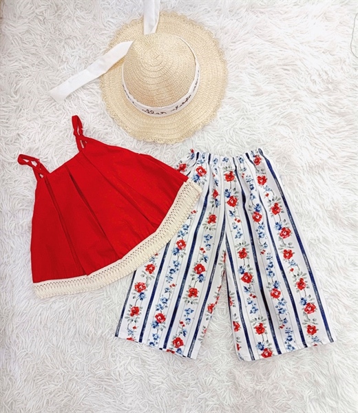 Set áo 2 dây babydoll mix quần xuông - Kèm mũ
