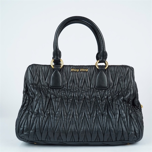 Túi Miu Miu Handle đen da nhăn có 2 lót form (sz30) KG+