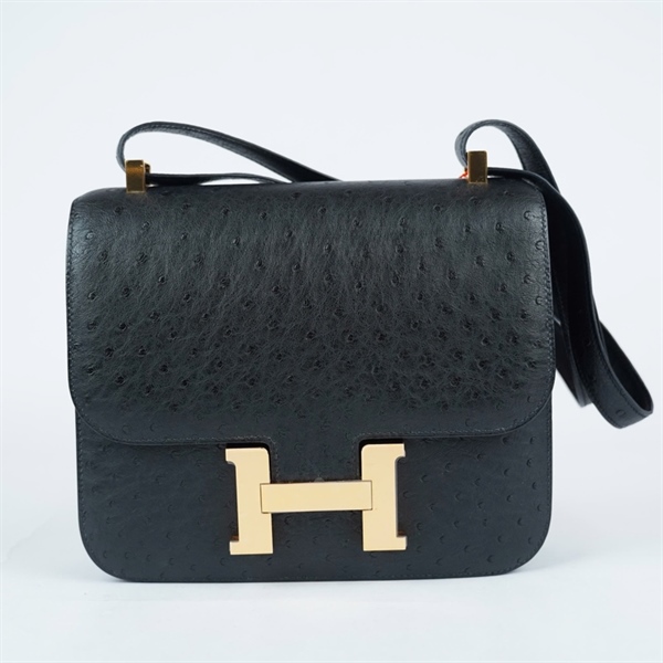Túi Hermes Constance đen da đà điểu sz23 (HN) KG+