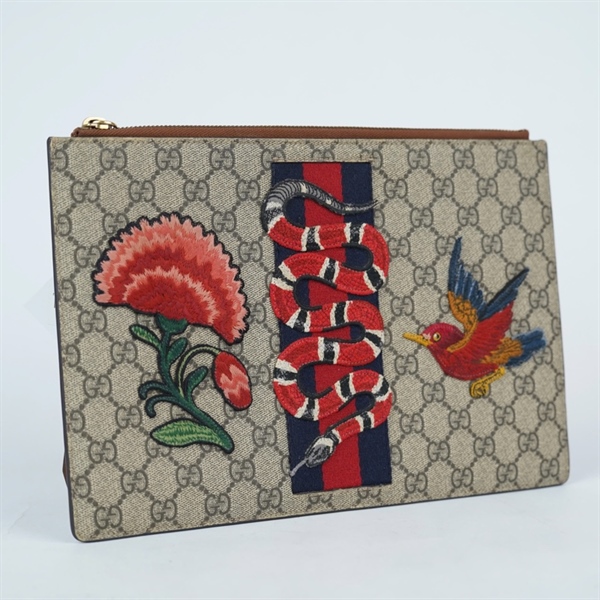 Túi GG Clutch xám họa tiết rắn (431416-0416) sz30 (BQ) KG+