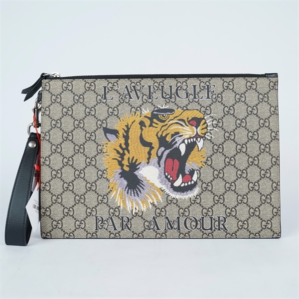 Túi GG Clutch xám họa tiết hổ sz30 (BQ) KG+