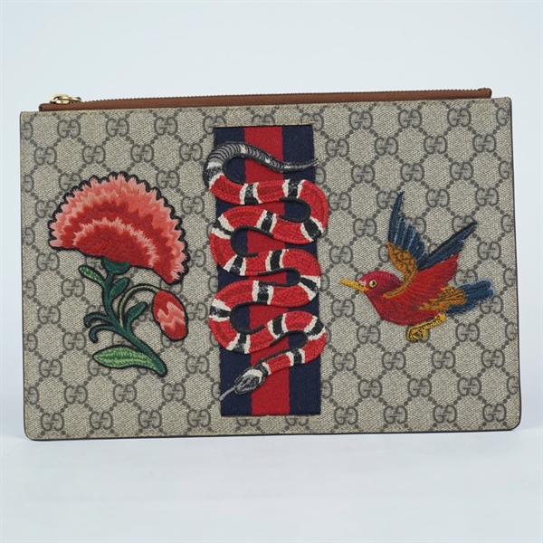 Túi GG Clutch xám họa tiết rắn (431416-0416) sz30 (BQ) KG+