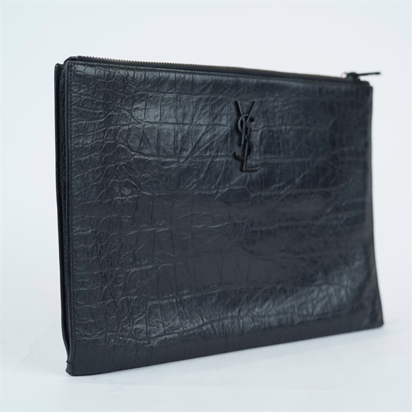 Túi YSL Clutch đen logo đen sz29 (BQ) KG+