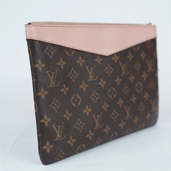 Túi LV Clutch hoa nâu viền hồng sz29 (BQ) KG+