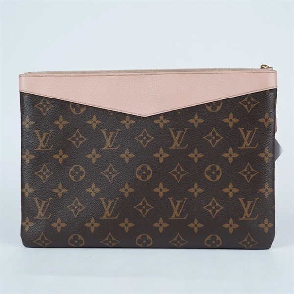 Túi LV Clutch hoa nâu viền hồng sz29 (BQ) KG+