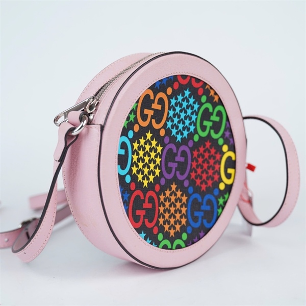 Túi GG Psychedelic tròn viền hồng (603938-203998) sz18 (BQ) KG+