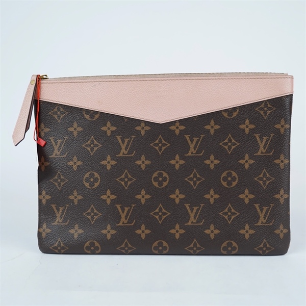 Túi LV Clutch hoa nâu viền hồng sz29 (BQ) KG+