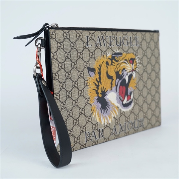 Túi GG Clutch xám họa tiết hổ sz30 (BQ) KG+