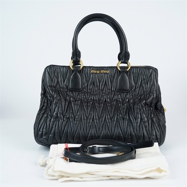 Túi Miu Miu Handle đen da nhăn có 2 lót form (sz30) KG+