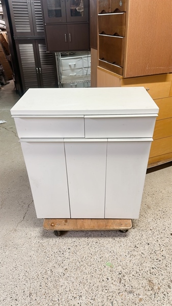 Tủ bếp thấp 3 thùng rác 2 ngăn kéo trắng