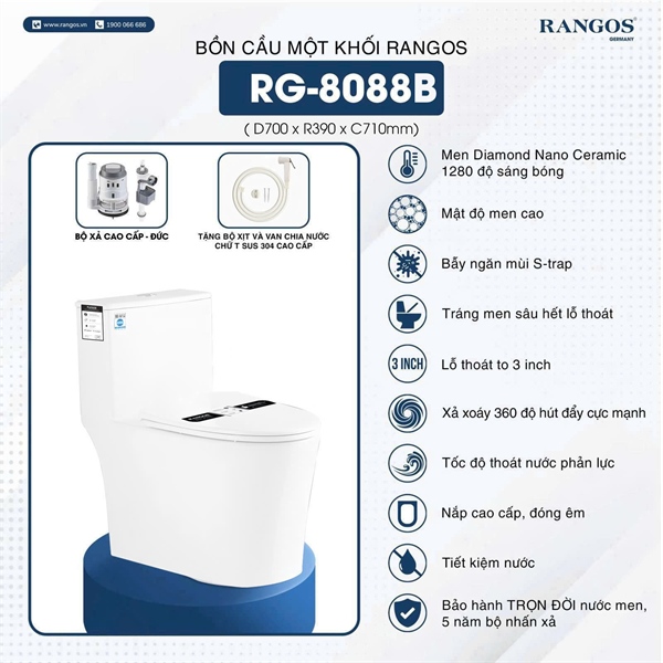 Bồn cầu một khối Rangos RG-8088B