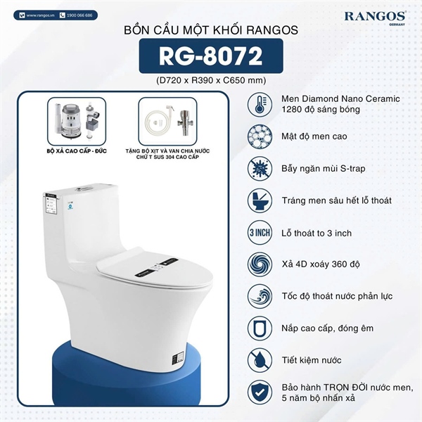 Bồn cầu một khối Rangos RG-8072