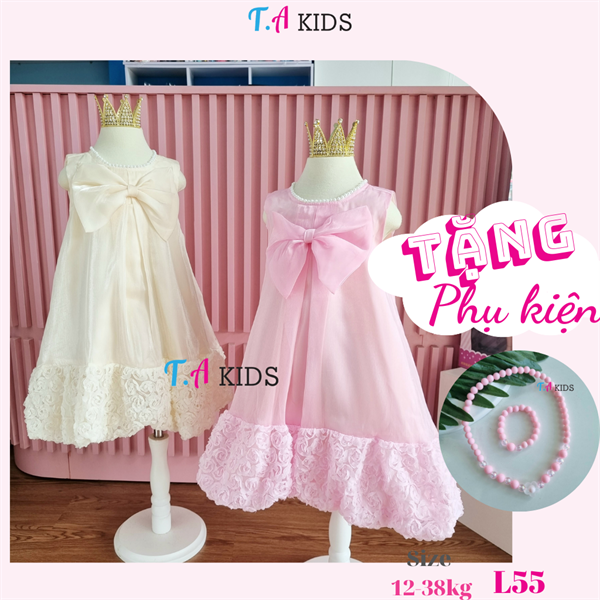 L55 (12-38Kg) Váy nơ ngực chân váy xù