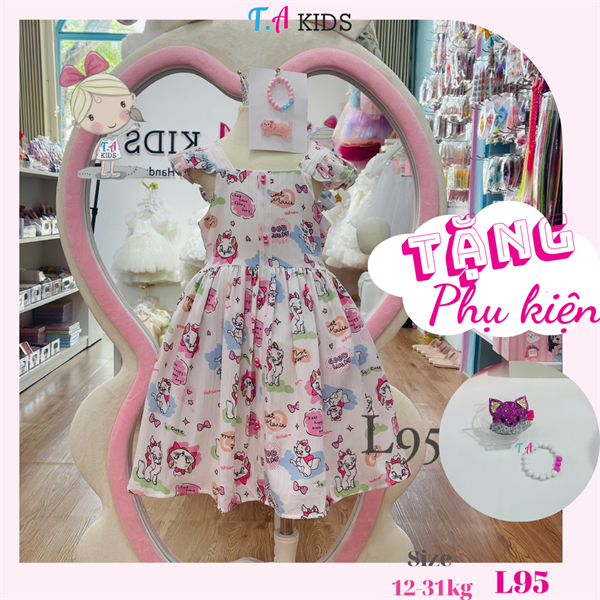 L95 (12-31Kg) Váy 2 dây mèo trắng