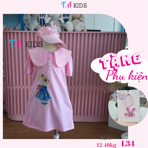 L34 (12-36kg) Váy thun cá sấu thêu chú thỏ