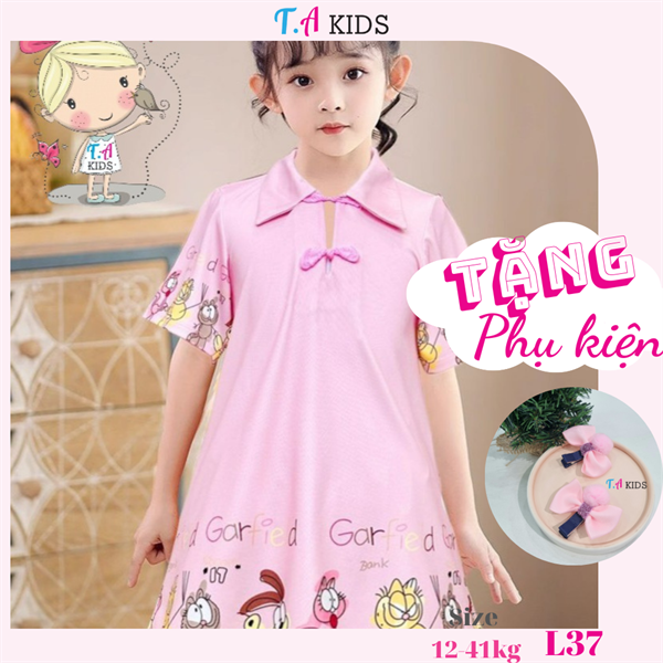 L37 (12-36kg) Váy thun cá sấu mèo Garfield