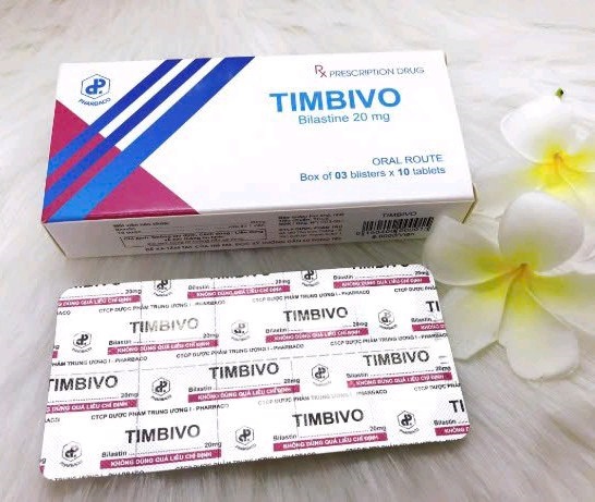 TIMBIVO (Blilastine 20mg) – Thuốc điều trị viêm mũi dị ứng, mề đay,… (Hộp 3 vỉ x 10 viên) - TW 1 – Pharbaco (Vỉ)