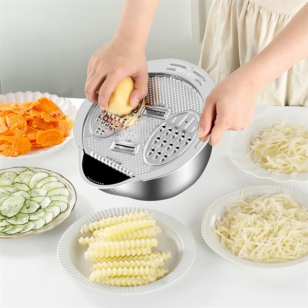 Rổ Bào Kiêm Thau Rửa Đa Năng Inox 304, Vo Gạo, Rửa Rau Củ, Chất Liệu Dày Đẹp
