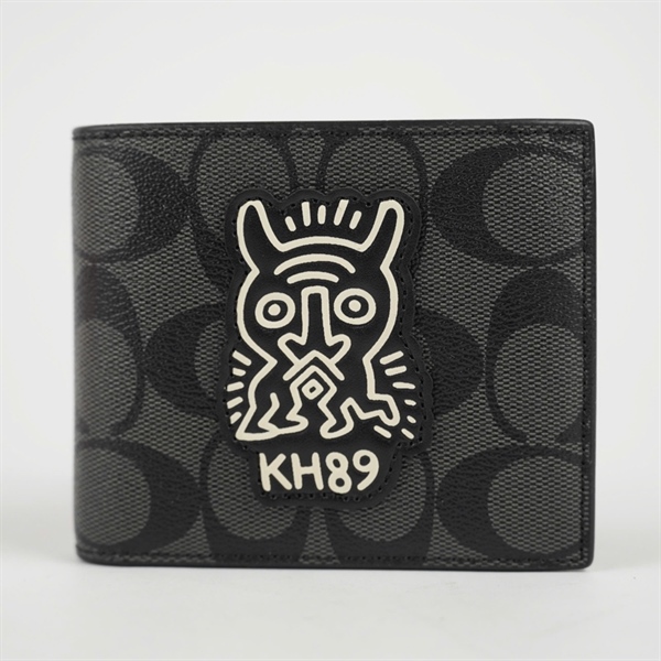 Ví Coach nam đen in hình +