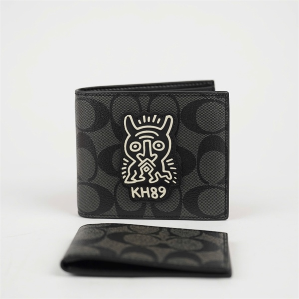 Ví Coach nam đen in hình +