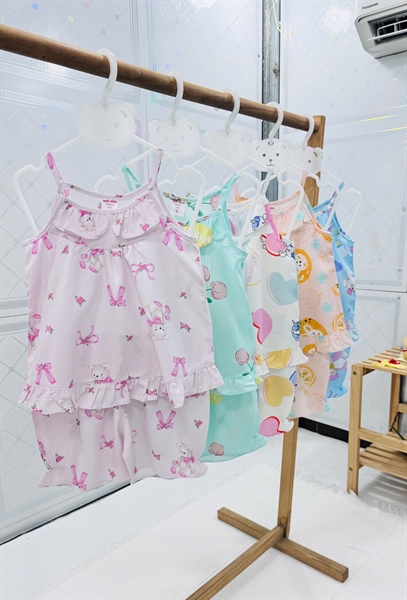 Combo 5 Bộ tole lanh - dây nhỏ, lá cổ bé gái TH12