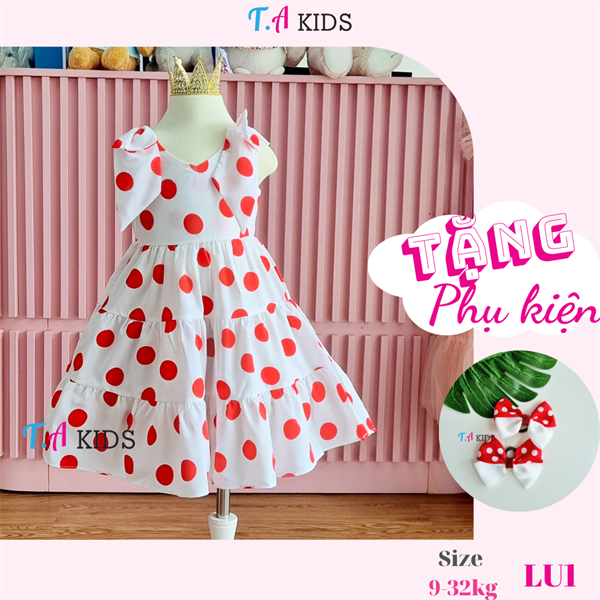 LU1 (9-32kg) Váy 2 dây chấm bi đỏ