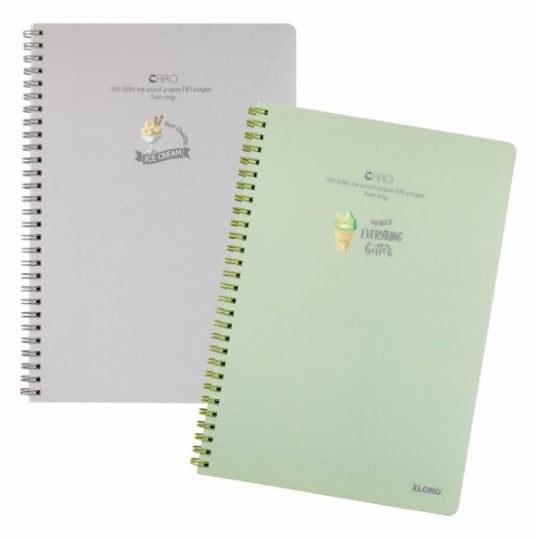 Sổ Lò Xo Kép B5 K.Long 80 Trang TP574 Bìa Nhựa Kẻ Caro