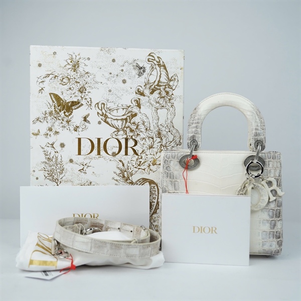Túi Dior Lady trắng da cá sấu (02-MA-0233) szS KG+