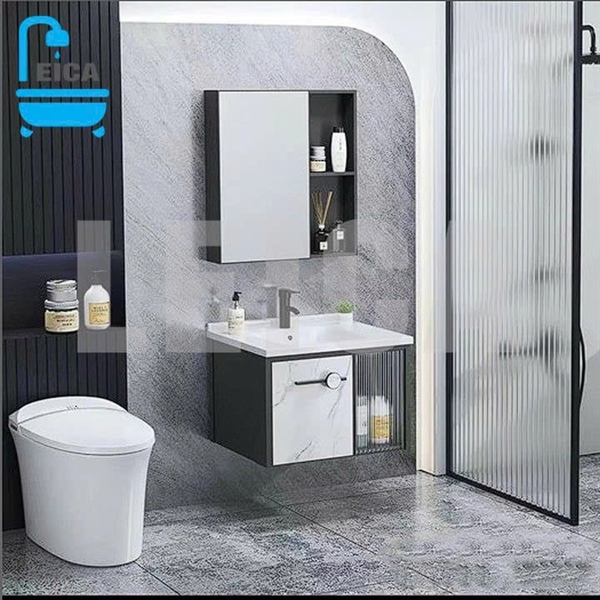 Bộ Tủ Lavabo Kèm Tủ Gương Cánh Kính Nhôm Cao Cấp LEICA LC-GH041
