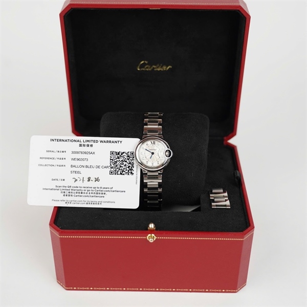 Đồng hồ Cartier bạc (3009783925AX) sz30 (HC) KG+