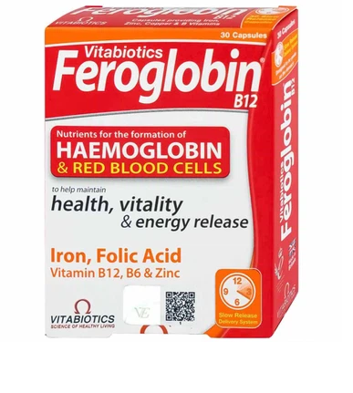 Thực phẩm bổ sung Feroglobin B12 Vitabiotics hỗ trợ tăng khả năng tạo máu, tăng cường sức khỏe (Hộp 2 vỉ x 15 viên)