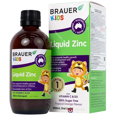 Siro Brauer Baby & Kids Liquid Zinc bổ sung kẽm, tăng sức đề kháng cho trẻ (200ml)