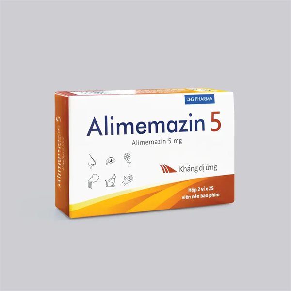 Thuốc Alimemazin 5 ( alimemazin 5mg) DHG Pharma điều trị ho và dị ứng ( 2 vỉ x 25 viên )