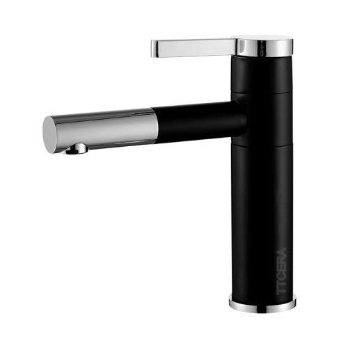 Vòi Lavabo Nóng Lạnh Sơn Tĩnh Điện Đen Cao 20cm LC237