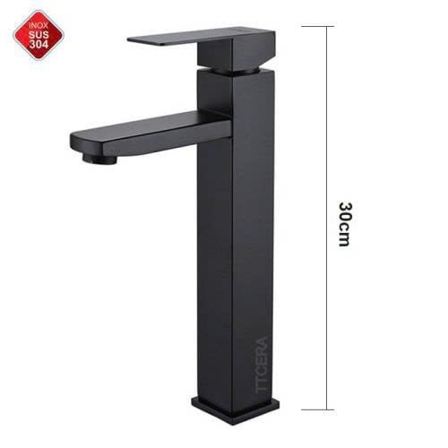 Vòi Lavabo Vuông Nóng Lạnh 3 Tấc Inox Sơn Tĩnh Điện Đen LC236