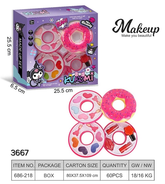 686-218 HỘP PHẤN TRANG ĐIỂM 3 TẦNG BÁNH DONUT