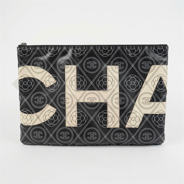 Túi Chanel Clutch đen in logo (25696369) sz33 KG+