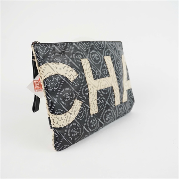Túi Chanel Clutch đen in logo (25696369) sz33 KG+