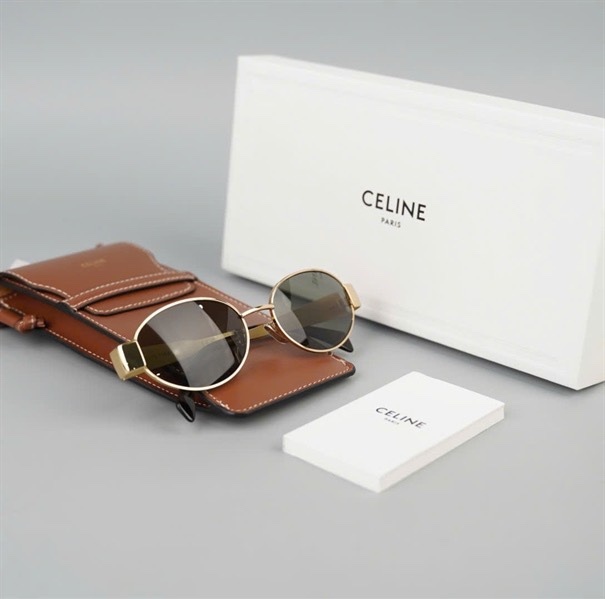 Kính Celine viền vàng tròng xanh CL40235U 30N (54-18-135) KG+