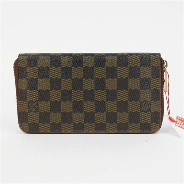 Ví LV ô vuông nâu có khóa zip (A-T) KG+